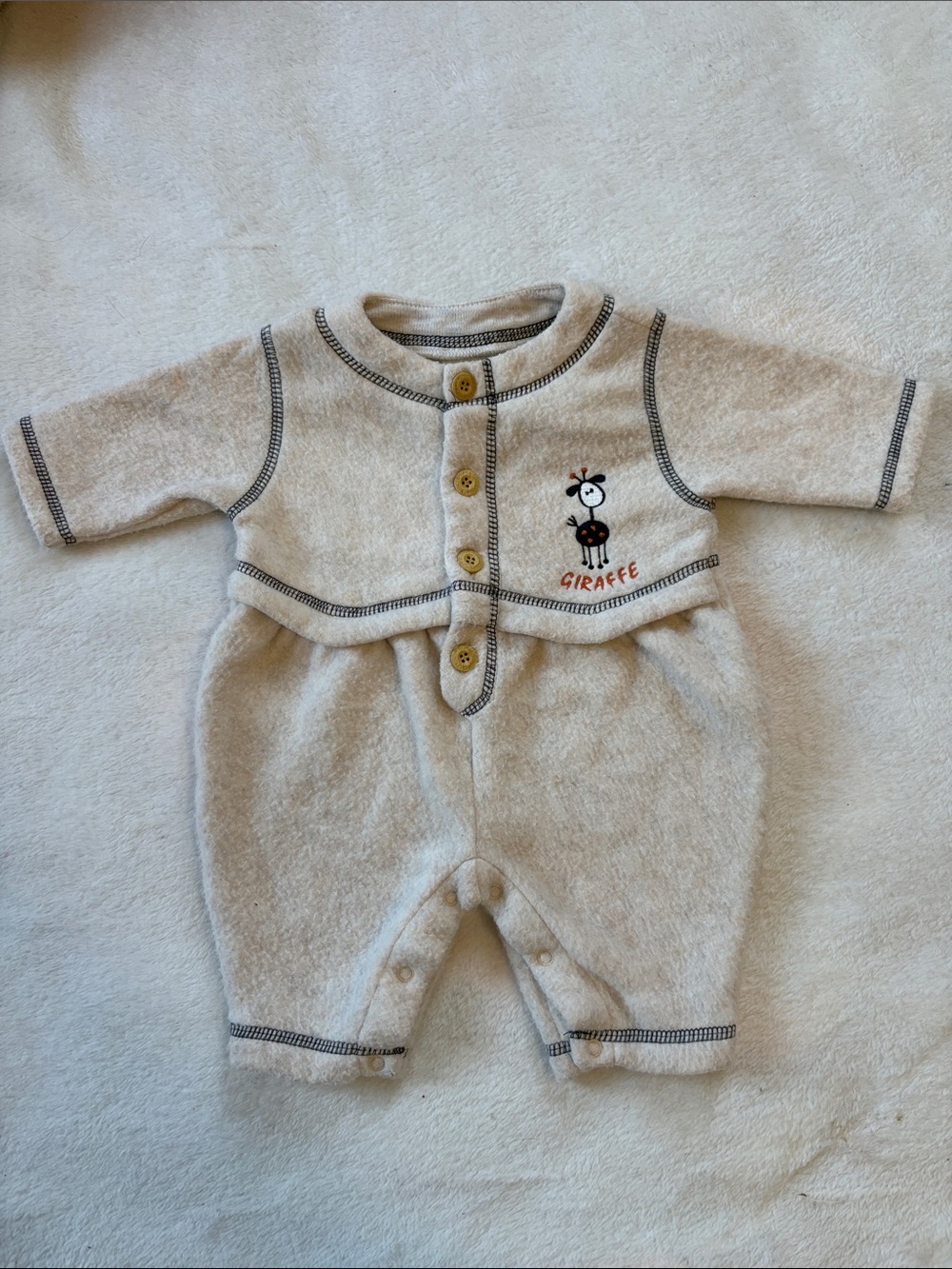 Giraffe Embroidered Baby One-Piece